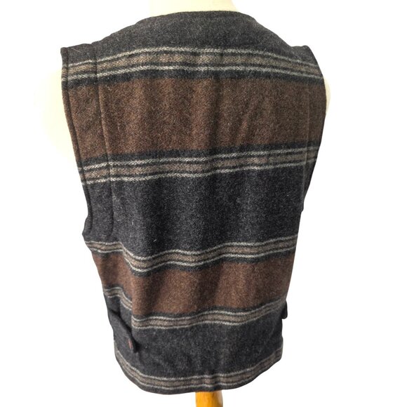 Vintage Banana Republic Wool Blend Vest Men Sz S Brown Gray Stripe Hong Kong - Picture 2 of 13